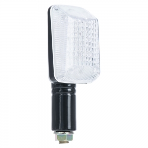 Rectangular motorcycle turn signals with short black bracket and transparent screen (74x38x33mm) - Oxford