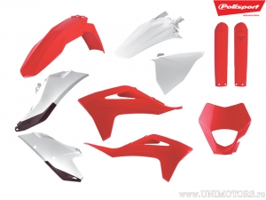 Red/White Plastic Set - Gas Gas EC 250 / EC 350 F 4T / MC 50 / MC 85 19/16 Inch ('21-'23) / MC 250 F 4T ('21) - Polisport