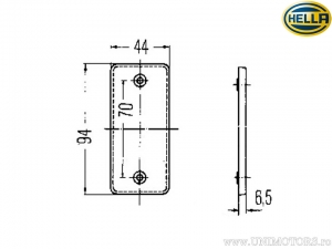 Reflector (kattenoog) rechthoekig 94 x 44 x 6,5 mm geel - Hella