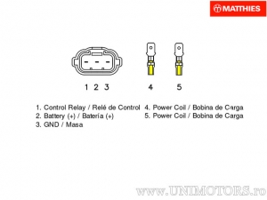 Relè di ricarica - Gas Gas MC 250 / MC 350 / MC 450 / Husqvarna FC 250 / TC 250 / KTM SMR 450 / SX-F 450 - JM