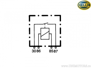 Relais auxiliaire - normalement ouvert 12V 16A 4 pôles - Hella