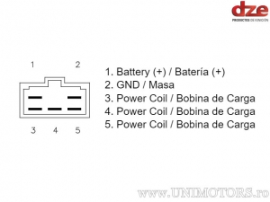 Relais de charge - Aprilia Arrecife 125 / Derbi Mulhacen 125 / Hyosung RT 125 / Piaggio Liberty 125 / Vespa LX 150 - DZE