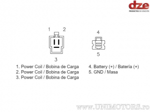 Relais de charge - Arctic Cat ATV 4x4 300 / ATV 2x4 300 ('98-'02) / ATV 4x4 250 / ATV 2x4 250 ('99-'03) - DZE