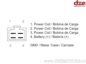 Relais de charge - Yamaha FZR 600 ('89-'94) / TW 200 ('88-'00) / XC 125 ('94-'99) / XT 600 E ('90-'95) / XT 225 ('92-'95) - DZE