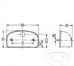 Rendszámtábla világítás lámpa 105 x 55 x 40 mm 12V - JM