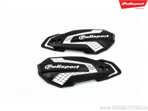 Replacement plastic set black white handguards MX Flow - Polisport