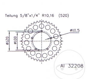 Ritzel hinten Esjot - 41 Zähne (Teilung 520) - Aprilia RSV 1000 R Factory / RSV 1000 R Mille / 1000 R Tuono / R Tuono Factory -