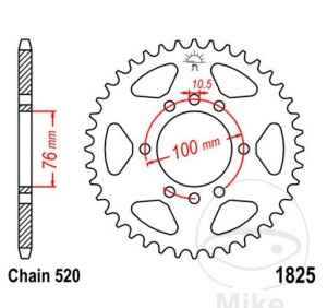 Ritzel hinten JTR1825.42 (Teilung 520) - Suzuki DR 500 S / DR 750 S Big - SU Big / GN 400 L Gussrad - TD Speichenrad - JM