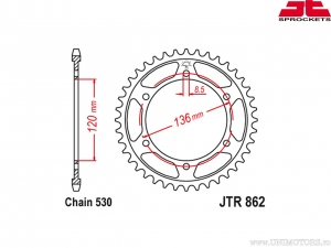 Ritzel hinten Yamaha RD 500 LC YPVS / RZV 500 / FZ 600 / XJ 600 / YX 600 / XJ 400 - JTR 862 - JT