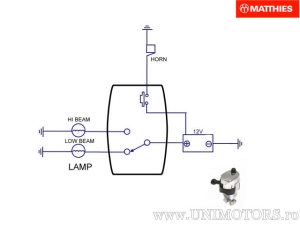 Scheinwerfer- und Hupe-Block - Universal (2 Positionen + 1 Knopf) - JM Products