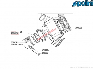 Segment de piston (diamètre 55mm / épaisseur 1,5mm) - 206.0220 - Yamaha DT 80 - Polini