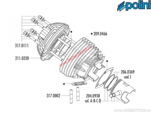 Set aluminium cilinder (diameter 57mm / 130cc) - Vespa ETS 125 / PK 125 / PK 125S / ET3 Primavera 125 2T AC - 140.0211 - Polini