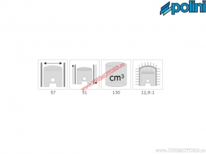 Set aluminium cilinder (diameter 57mm / 130cc) - Vespa ETS 125 / PK 125 / PK 125S / ET3 Primavera 125 2T AC - 140.0211 - Polini