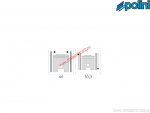 Set cilindro (diametro 40mm / 49,9cc) - 140.0189 - Aprilia Scarabeo / Gilera Stalker / Piaggio Liberty / Vespa ET2 / LX - Polini