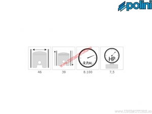 Set cilindro (diametro 46mm / 65cc) - 142.0100 - Peugeot 103 RCX 50 / 103 SPX 50 LC - Polini