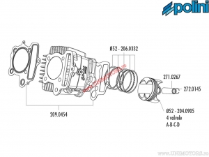 Set cilindro (diametro 52mm / 107cc) - 119.0090 - Polini