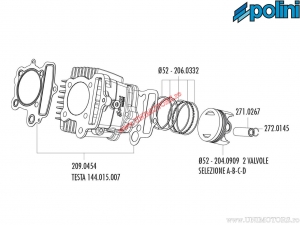 Set cilindro (diametro 52mm / 87cc) - 119.0094 - Polini