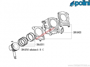 Set cilindro (diametro 63mm / 170cc) - Benelli Velvet Eco 125 H2O 4T E1 ('99-'01) / MBK Thunder 150 H2O 4T E1 ('01-'02) - Polini