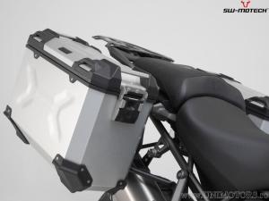 Set cutii laterale (sidecase) TRAX ADV L aluminiu argintiu si suporti PRO - 90.0L - Triumph Tiger1200/Explor ('11-) - SW-Motech