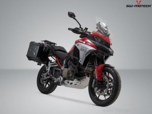 Set cutii laterale (sidecase) TRAX ADV L aluminiu negru si suporti PRO - 90.0L - Ducati Multistrada V4 ('20-) - SW-Motech