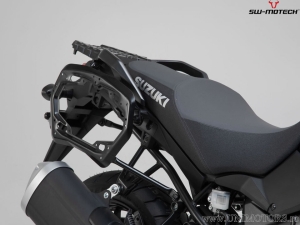 Set cutii laterale (sidecase) TRAX ADV L aluminiu negru si suporti PRO - 90.0L - Suzuki V-Strom 1000 ('14-'19) - SW-Motech