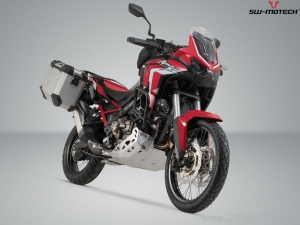 Set cutii laterale (sidecase) TRAX ADV L/M aluminiu argintiu si suporti PRO - Honda CRF1100L Africa Twin ('19-'21) - SW-Motech