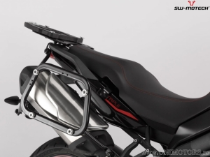 Set cutii laterale (sidecase) TRAX ADV L/M aluminiu negru si suporti EVO - 82.0L - Triumph Tiger 1050 Sport ('13-) - SW-Motech