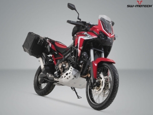 Set cutii laterale (sidecase) TRAX ADV L/M aluminiu negru si suporti PRO - Honda CRF1100L Africa Twin ('19-'21) - SW-Motech