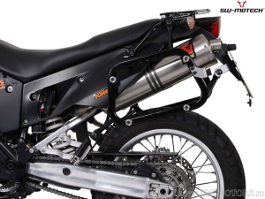 Set cutii laterale (sidecase) TRAX ADV M aluminiu argintiu si suporti EVO - 74.0L - KTM 950 Adv. / 990 Adv. ('03-) - SW-Motech