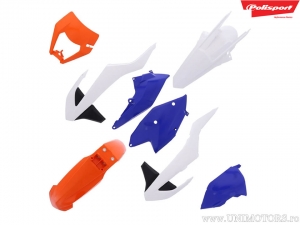 Set di plastica arancione/bianco/blu - KTM EXC 250 E / EXC 300 E ('17) / EXC-F 450 ie Sixdays ('17-'19) - Polisport