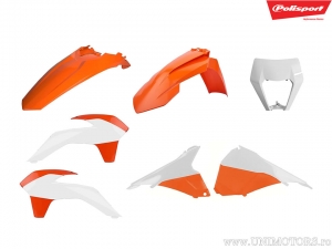 Set di plastica arancione/bianco - KTM EXC 125 / EXC 200 E / EXC 250 E / EXC 300 E / EXC 450 ie / EXC 500 ie ('14-'16) - Polispo