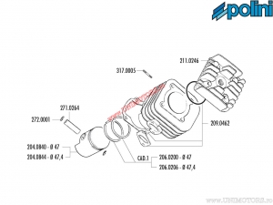 Set garnituri cilindru (209.0462) - Benelli Pepe 50, LX dal ('07->)  / CPI Aragon 50 GP / Vento Triton 50 GT5 - Polini