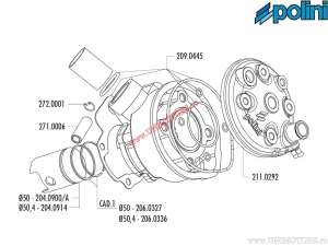 Set gietijzeren cilinder (diameter 50mm / 76cc) - 133.1009 - Polini