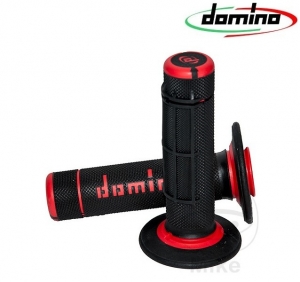 Set manopole manubrio A020 nero rosso Domino D: 22 mm L: 118 mm chiuse - JM