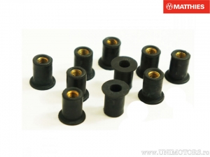 Set of 10 rubber windshield nuts M5 x 0.8 x 14 mm black - JM