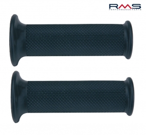 Set of long Dakar-style handlebar grips - color: black (length: 128 mm) - open at ends - RMS