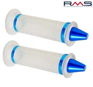 Set of transparent handlebar grips with blue end caps - RMS