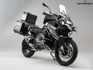 Set protectii Adventure (scut motor si extensie + 4x crashbar argintiu + 4x crashpad) - BMW R1200GS LC ('13-'16) - SW-Motech