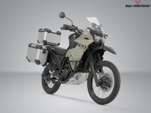 Set TRAX ADV argintiu (topcase + 2x sidecase + suporti PRO + ADVENTURE-RACK) - 150.0L - Kawasaki KLR 650 ('22-) - SW-Motech