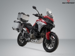 Set TRAX ADV argintiu US-Model (topcase +2x sidecase + suporti PRO + ADV-RK) - 158.0L - Ducati Multistrada V 4 ('20-)- SW-Motech