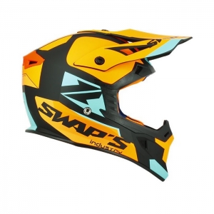 SIFAM - Capacete Offroad SWAP's S818 - preto fosco / laranja / azul [XL]