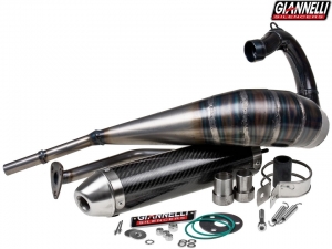 Sistema completo di scarico Giannelli Enduro 2T - Aprilia RX 50 ('98-'05) / MX 50 2T ('02-'05) - Tappo finale in carbonio