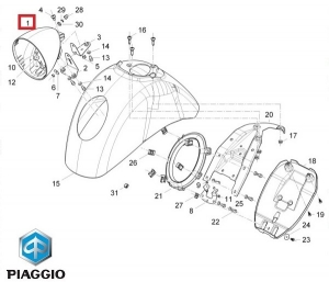 Soporte (carcasa) faro - Vespa GTV 4T 125-250-300cc - Piaggio