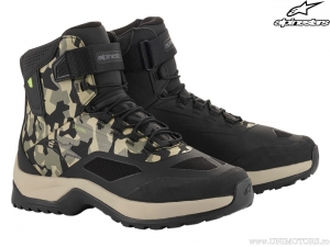 Straßenmotorradschuhe CR-6 Drystar Riding (schwarz/grünes Tarnmuster) - Alpinestars