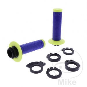 Stuur grip set 708 blauw geel fluorescerend Progrip D: 22 mm L: 125 mm gesloten - JM