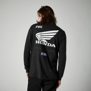 T-shirt décontracté FOX - HONDA WING MANCHES LONGUES PREMIUM TEE BLK: Taille - XL