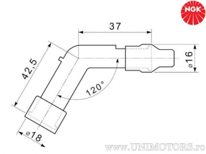 Tapa de bujía VB10F con resistencia de 10 Kohm hecha de resina fenólica negra - NGK