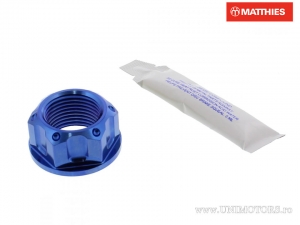 Tuerca del eje M20 x 1.50 mm x 27 mm titanio azul - Husqvarna FC 250 / Kawasaki ER-6F 650 A / Yamaha MT-10 1000 A ABS - JM