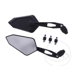 Universal Black Mirror Set M10 mm with Handlebar Mount - JM