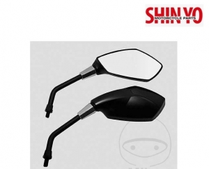 Universal diamond-shaped mirror set M10 mm Shin Yo black color handlebar mounting - JM